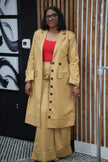 Extended Structured Coat with Tailored Flared Pant