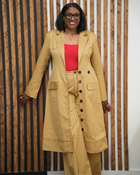 Extended Structured Coat with Tailored Flared Pant