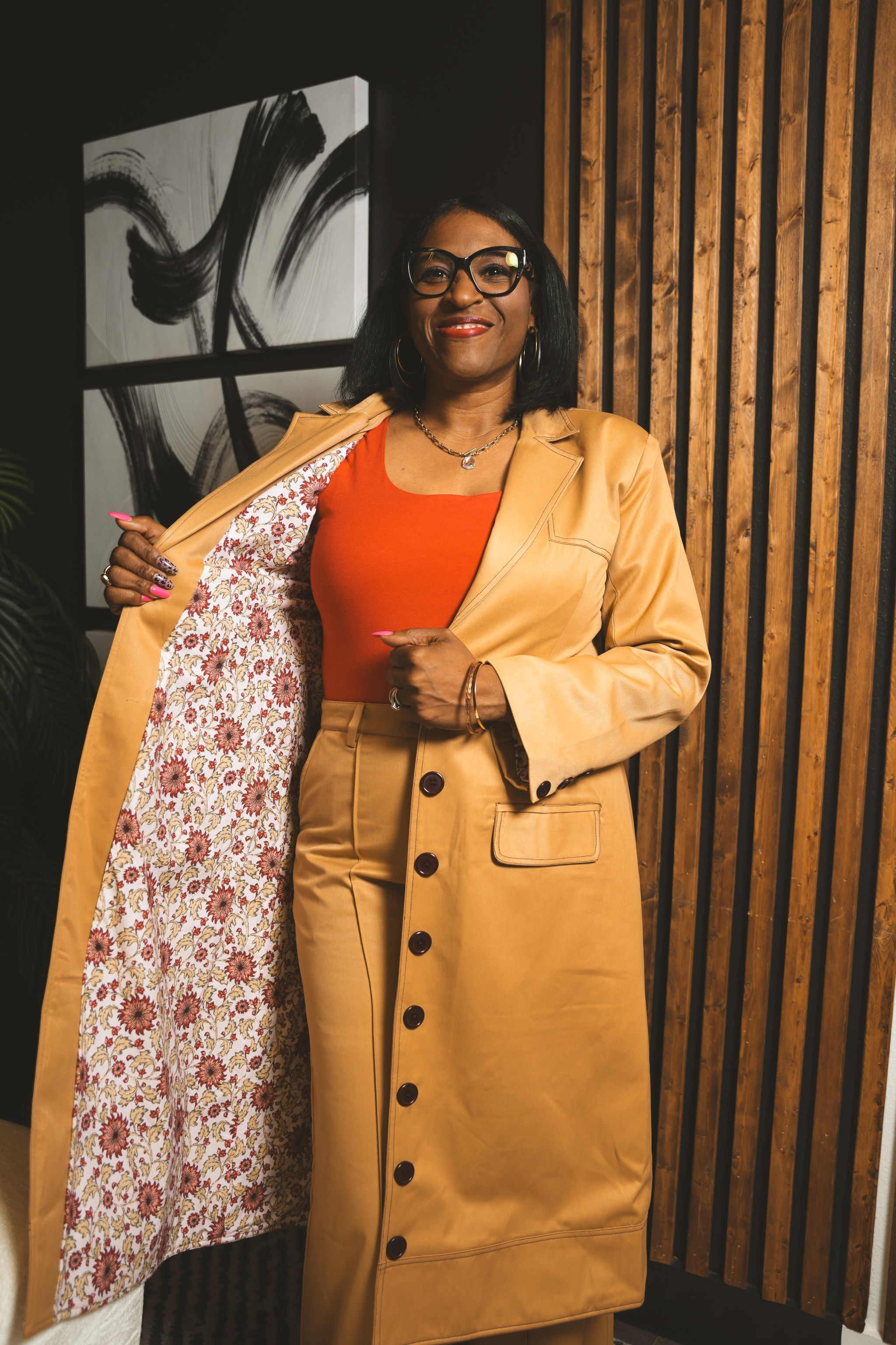 Extended Structured Coat with Tailored Flared Pant