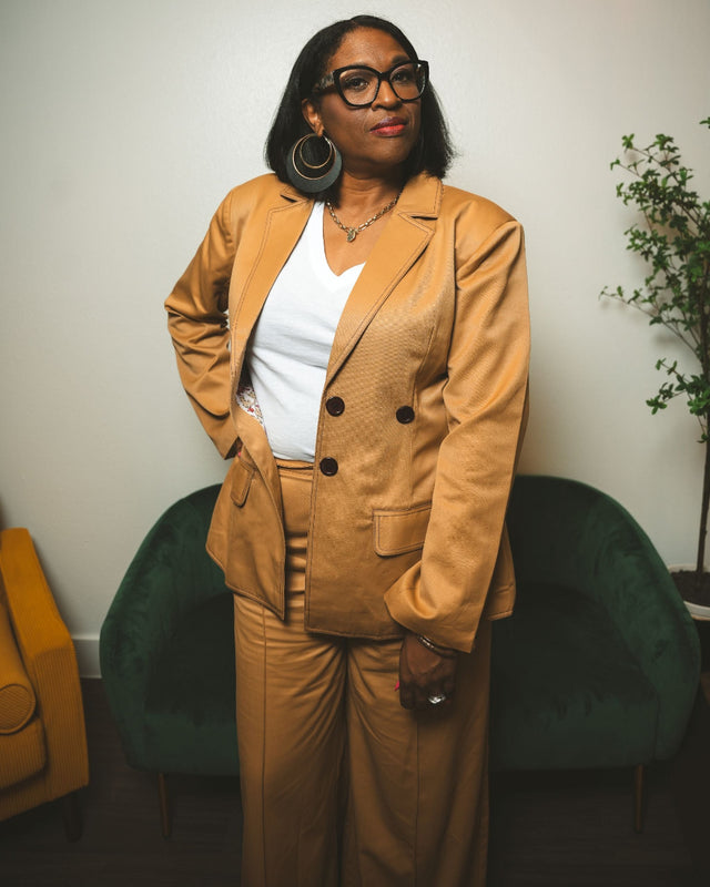 Structured Open Blazer with Tailored Flared Pant