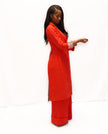 Extended Structured Coat with Tailored Flared Pant