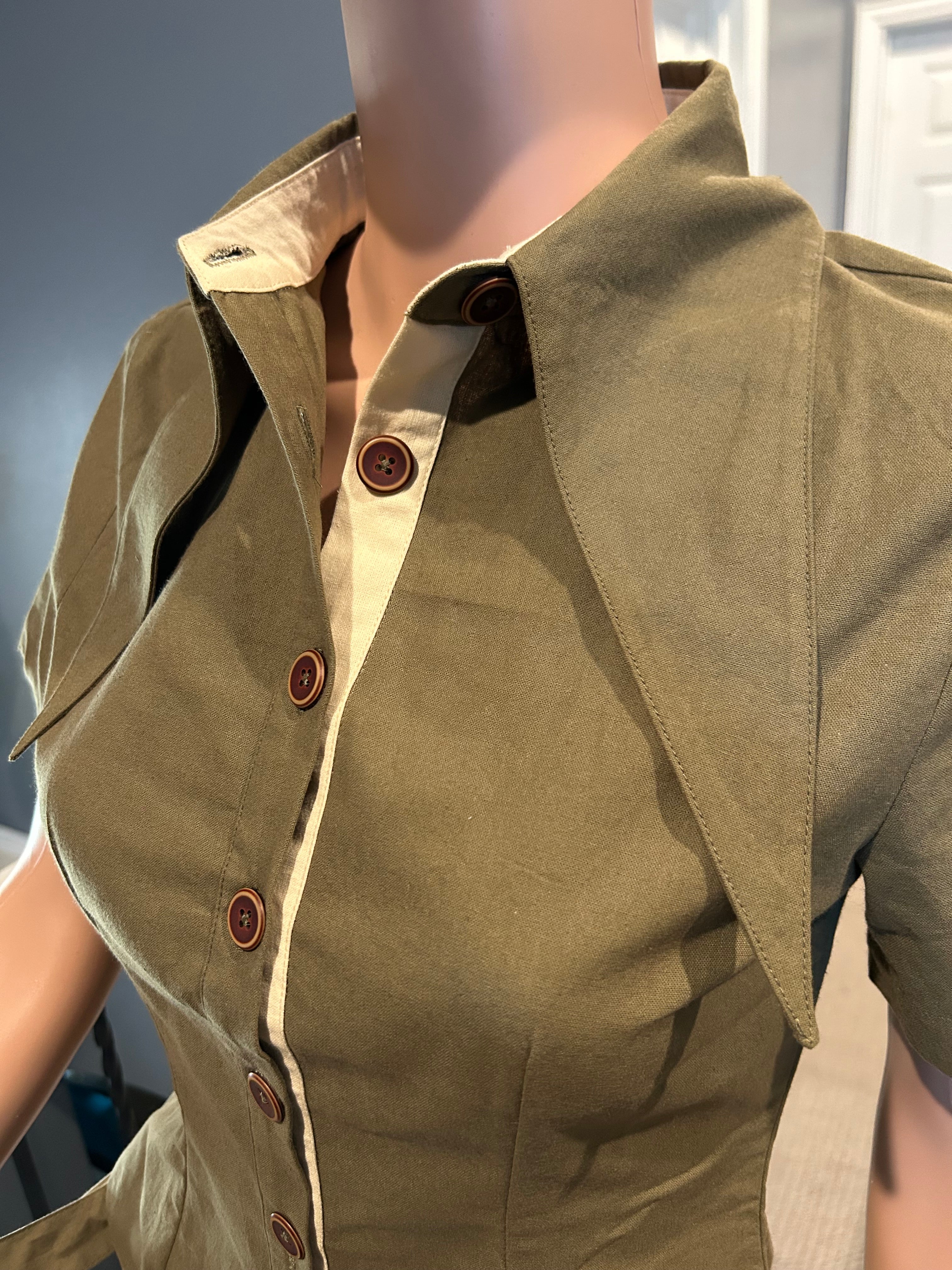 Structured Shirt with Draped Tiered Skirt