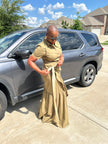 Structured Shirt with Draped Tiered Skirt