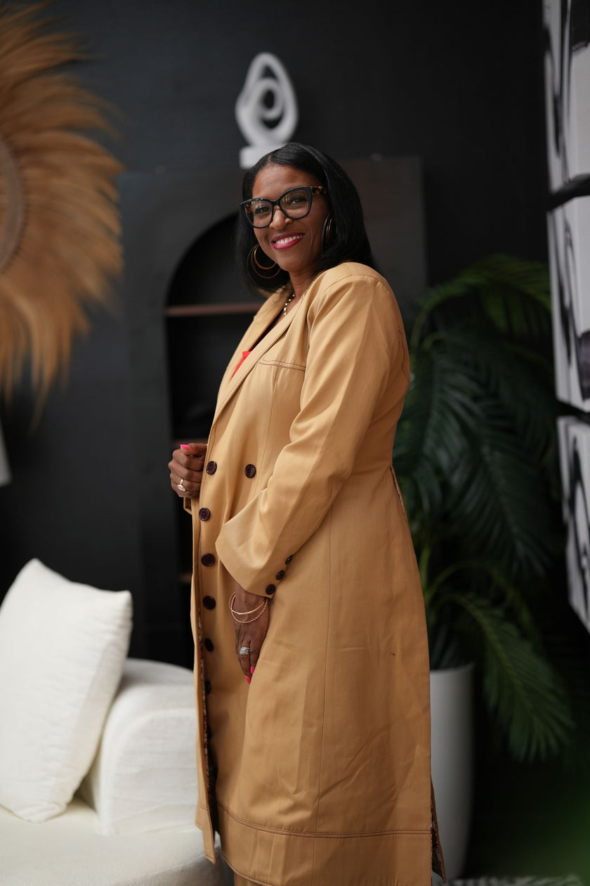Extended Structured Coat with Tailored Flared Pant