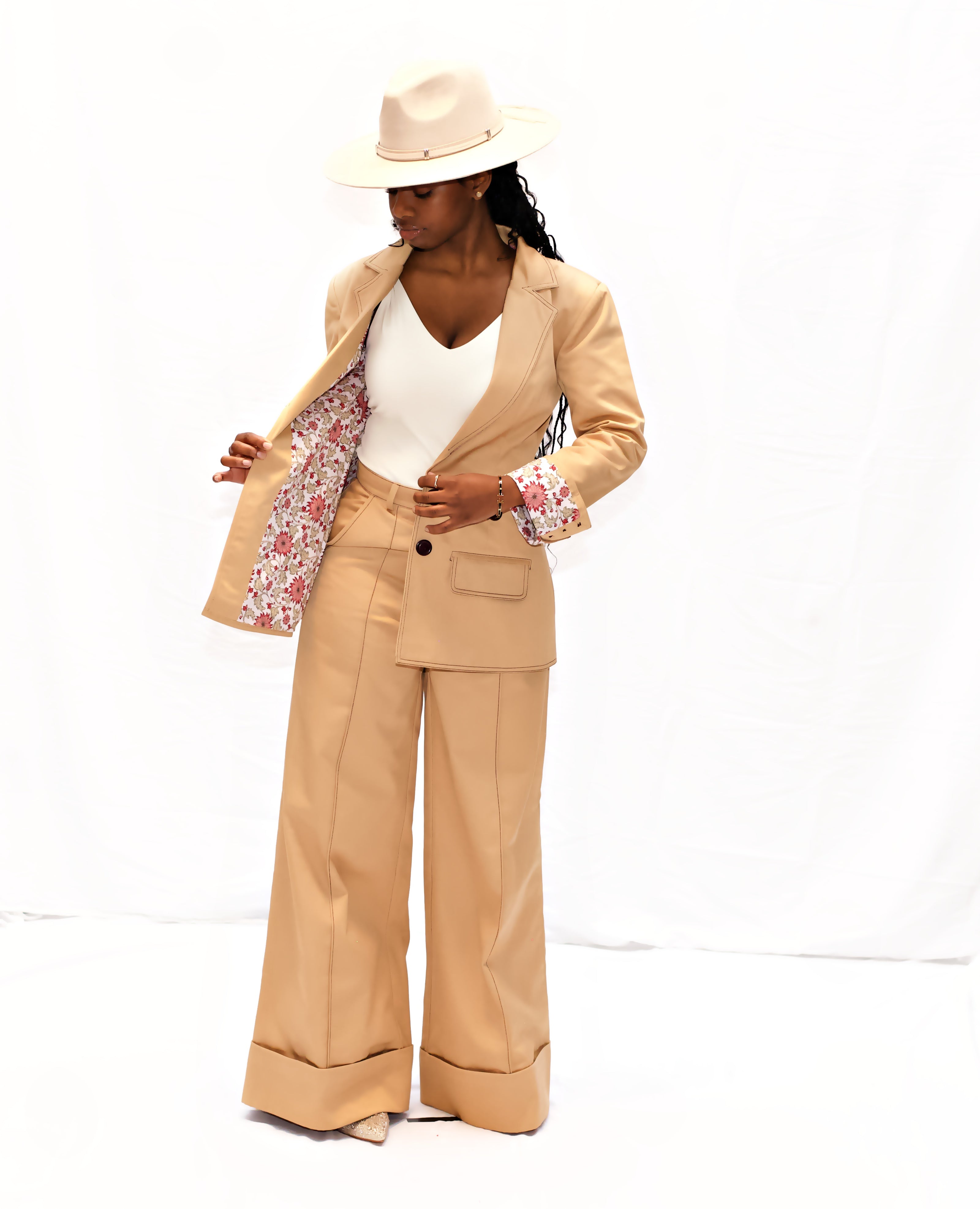 Structured Open Blazer with Tailored Flared Pant
