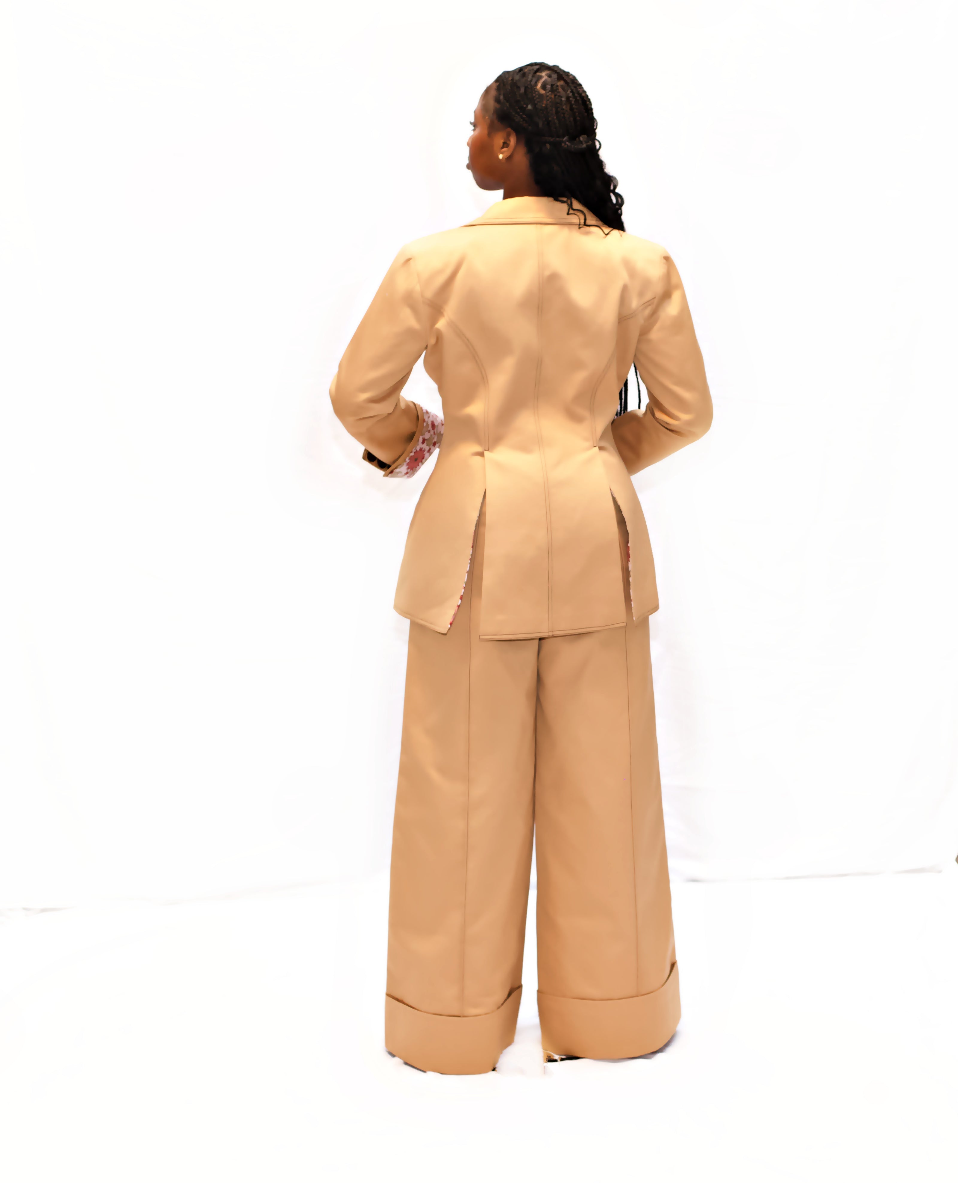 Structured Open Blazer with Tailored Flared Pant