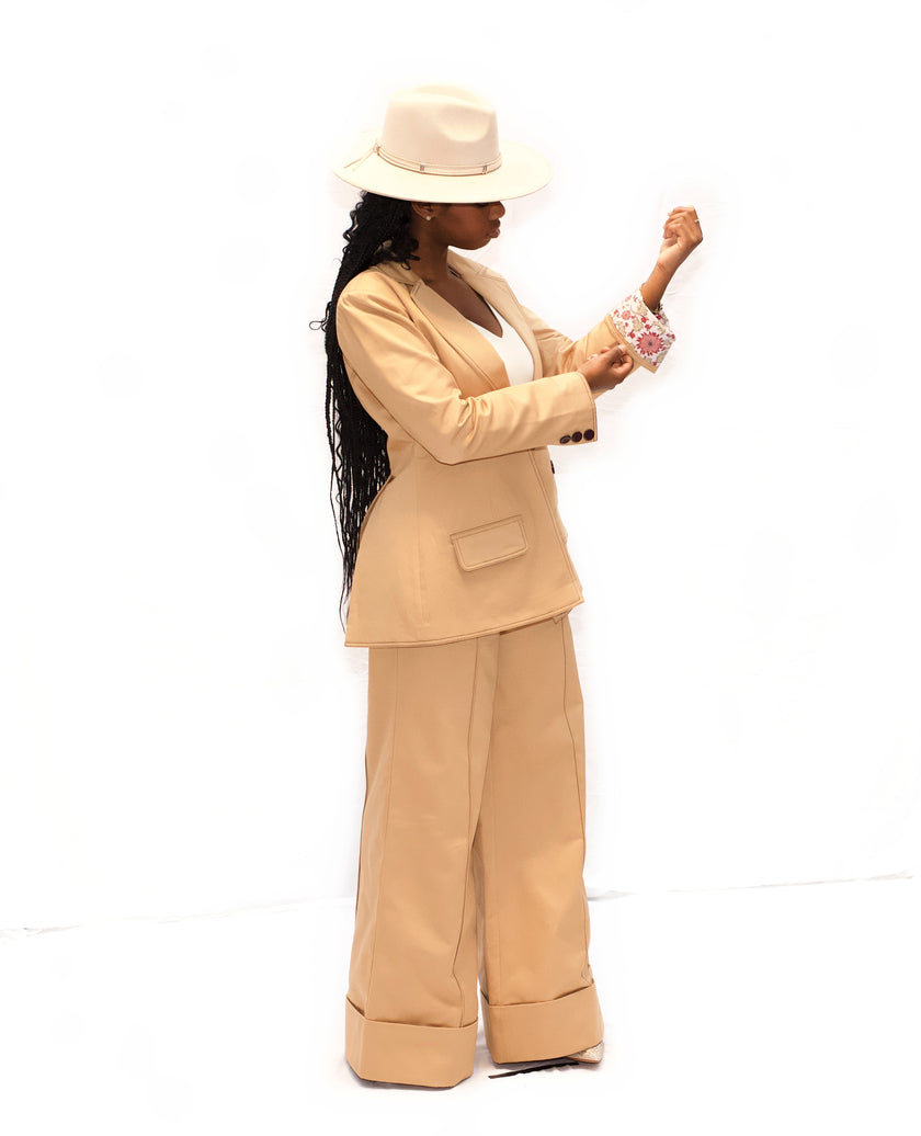 Structured Open Blazer with Tailored Flared Pant